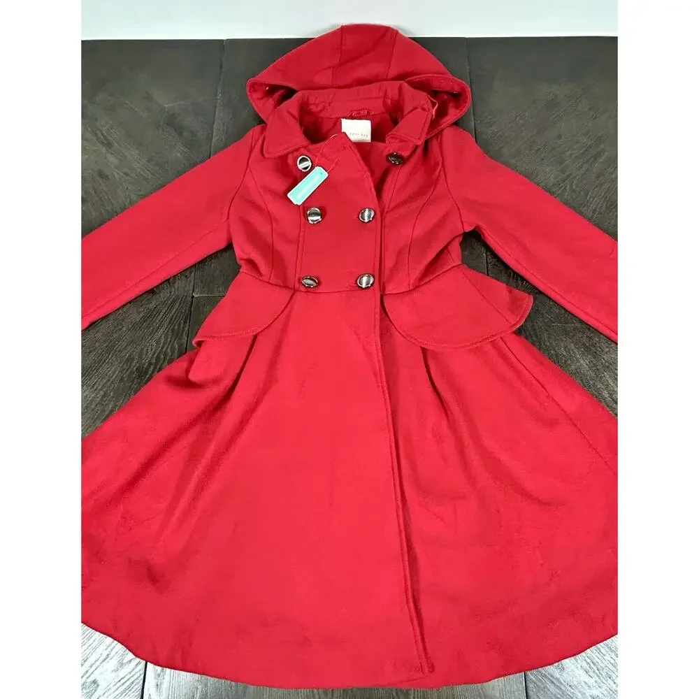 Brand New Copper Key Peplum Style Coat Size 10 / 12 Red Hooded New With Tags - Picture 2 of 11